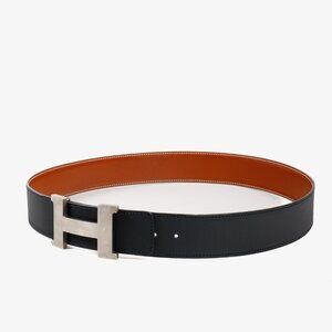 Hermes Bicolor Brown Togo Calfskin H Buckle Reversible Belt
